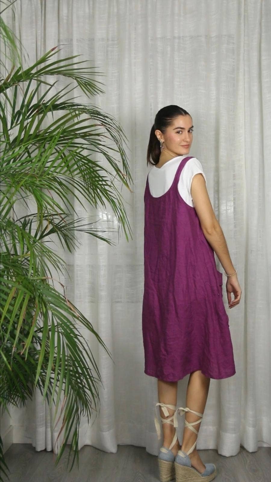 Linen & More – Großhandel Kleid – Damen – Kleid mit 100 % Leinen-Tasche8