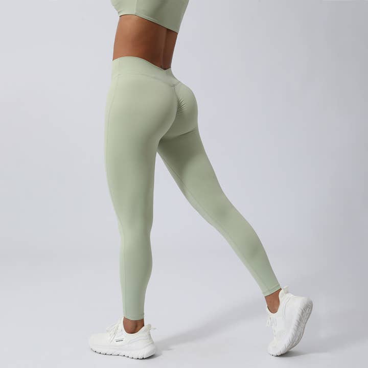 Sodalemon - Wholesale Athletic/Lounge Leggings - Women's - Women Peach Hip V Cross Back Fitness Yoga Leggings