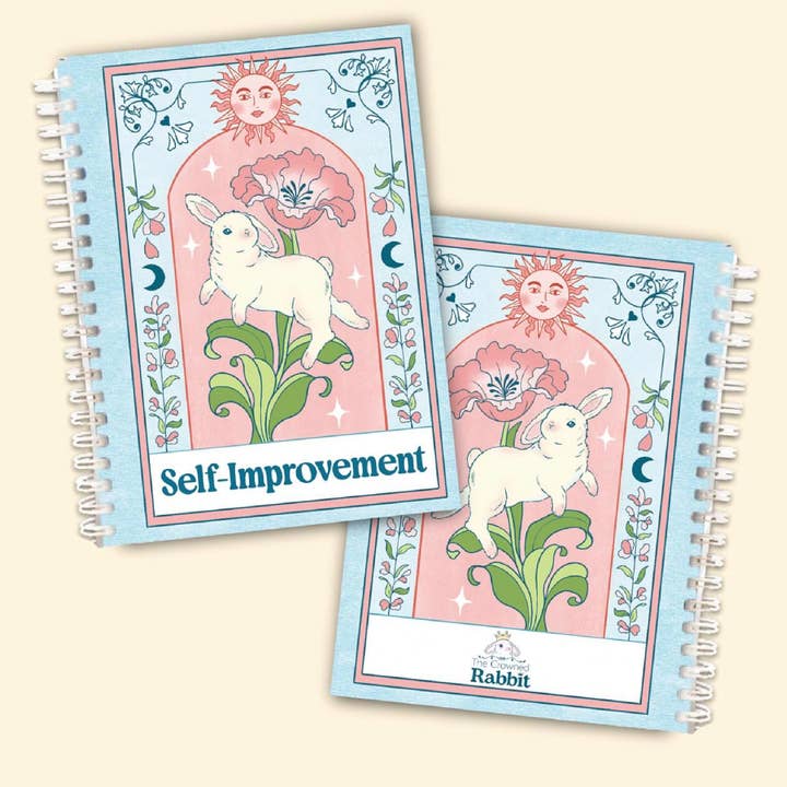 A6 Self Improvement Rabbit Lined Notebook for wholesale by The Crowned Rabbit