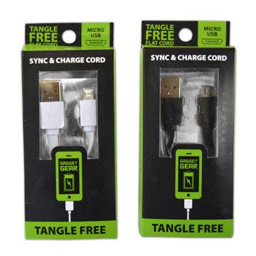 Novelty Closeout - Wholesale Charging Cable - Charging Cable USB to Micro USB Flat 3 ft Assortment- 4/Pack0