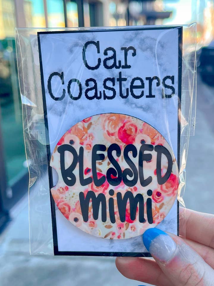 Blessed Mimi Car Coasters for wholesale by The Sassy Owl