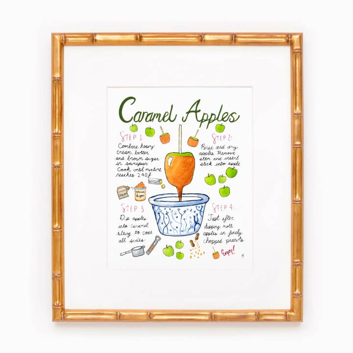 Impression de recette de pomme caramel pour la vente par Ainsley & Elaine