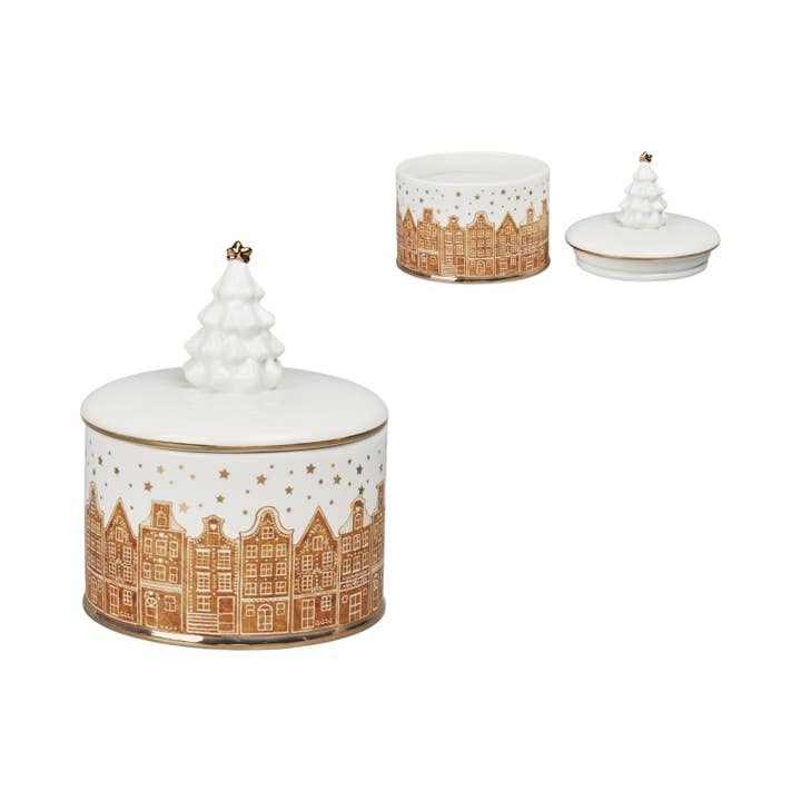 Gingerbread Brownstone Bowl w/Lid for wholesale by December Diamonds