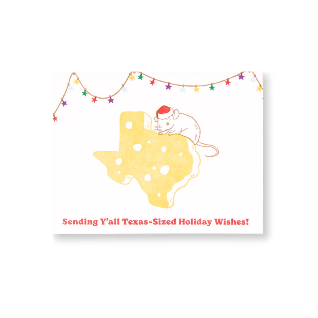 Letterpress PLAY - Wholesale Christmas card - Texas Cheese Mouse Letterpress Card