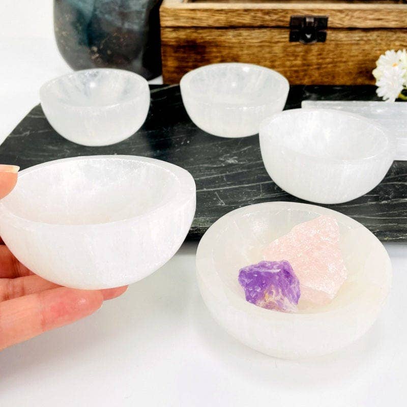 Rock Paradise - Wholesale Decorative Plate/Dish/Bowl - Selenite Crystal Bowl - 8CM3