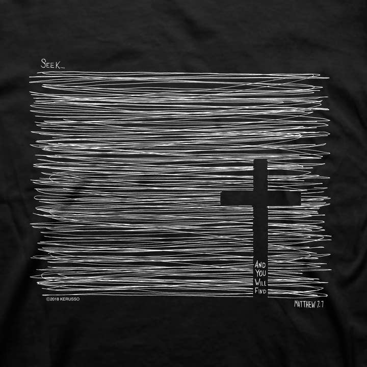 Black Kerusso Christian T-Shirt Seek for wholesale on Faire