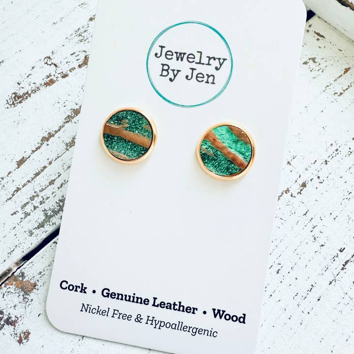 Jewelry By Jen - Wholesale Stud/Post Earrings - Stud Earrings: Aqua Bronze7