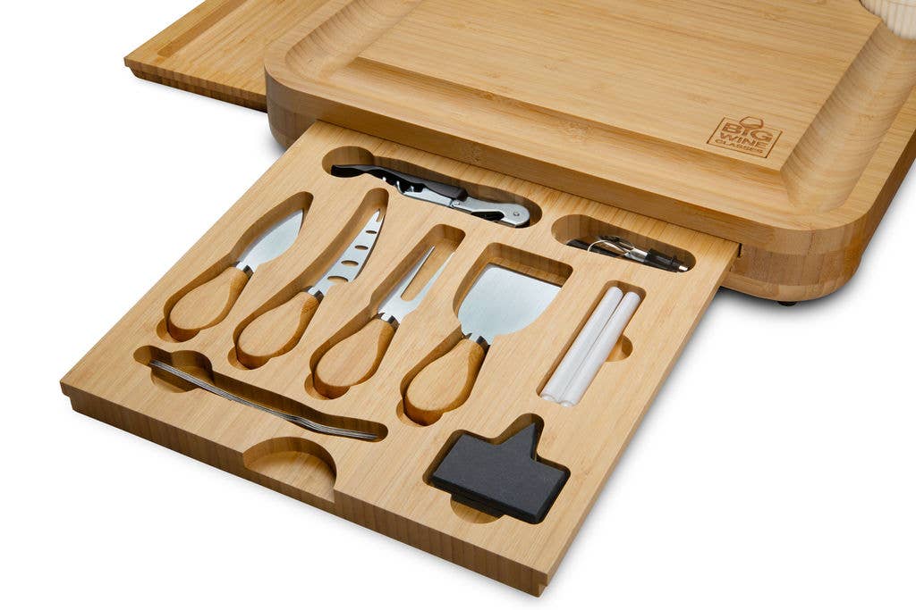 Big Wine Glasses - Wholesale Kaasplank - Vierlaags Bamboe Charcuterieplank Set2