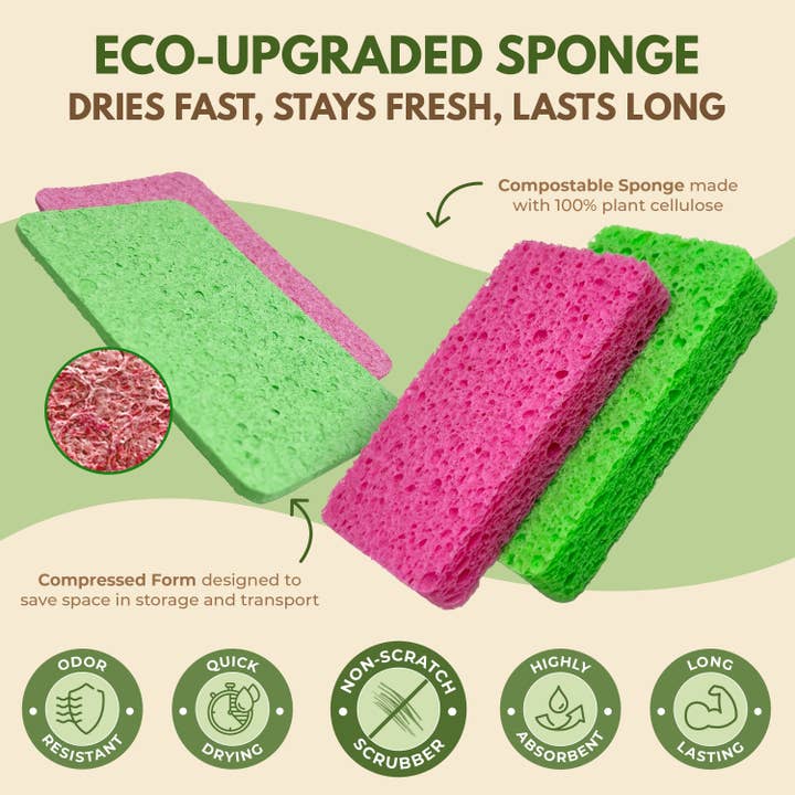 AIRNEX - Wholesale Cleaning Sponge - Compostable Kitchen Sponge - 6 Pack Eco Pop Up Sponges4