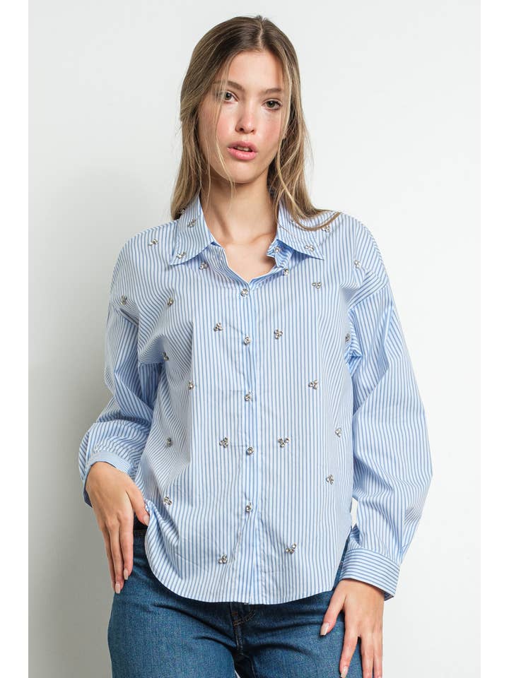 KIWI - Wholesale Buttoned-down shirt – Women's - IT3066 Rhinestone embellished button down shirt20