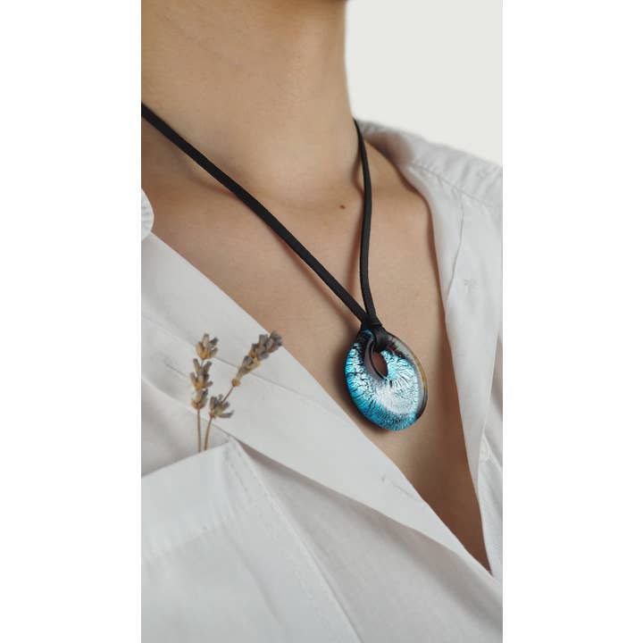 Drusilya Glass Art – Großhandel Kette mit Anhänger/Charm – Zaniah Halskette, handgefertigter Murano-Glas-Schmuck