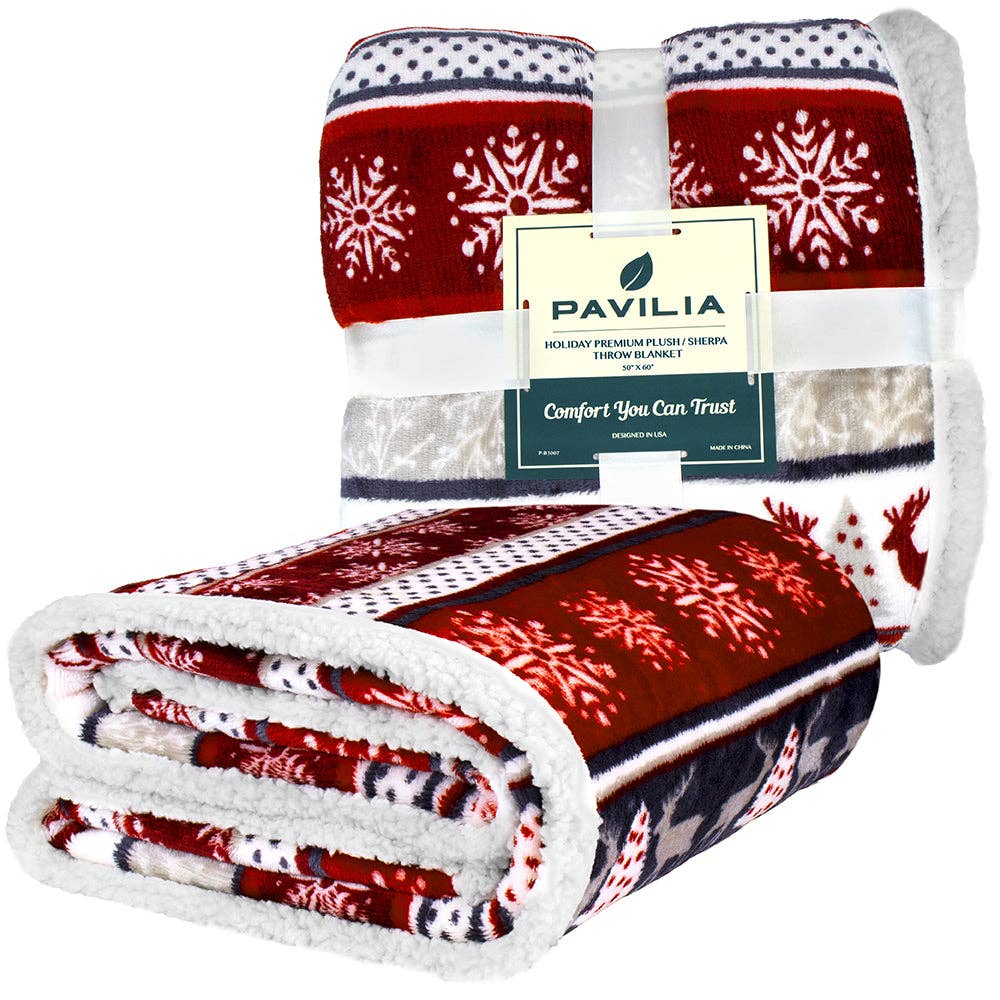 Pavilia - Vente Plaids - Plaid sherpa de Noël réversible36