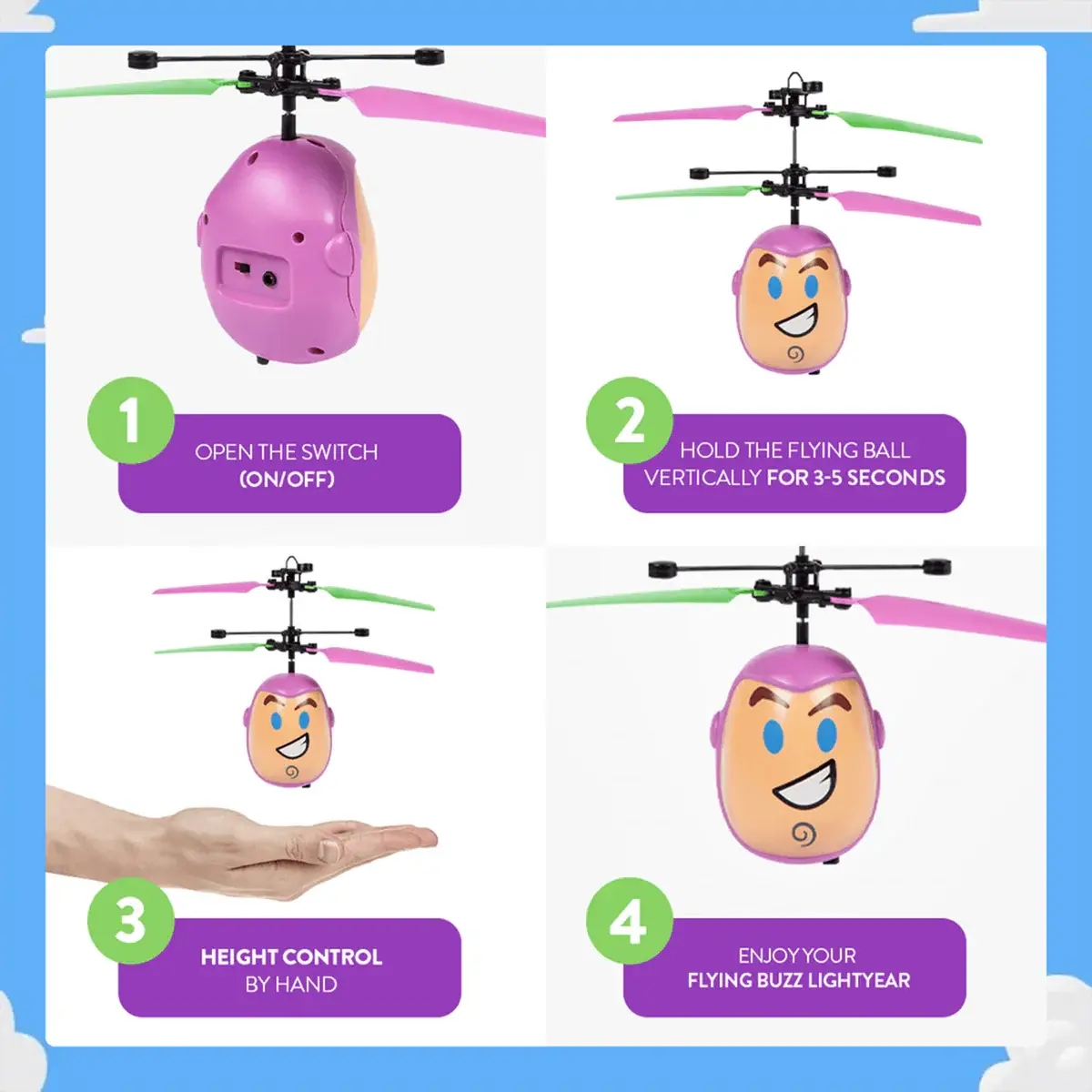 World Tech Toys - Venta al por mayor Avión de juguete - Niños - Pixar Toy Story Emoji Buzz Lightyear IR OVNI Pelota Helicóptero2