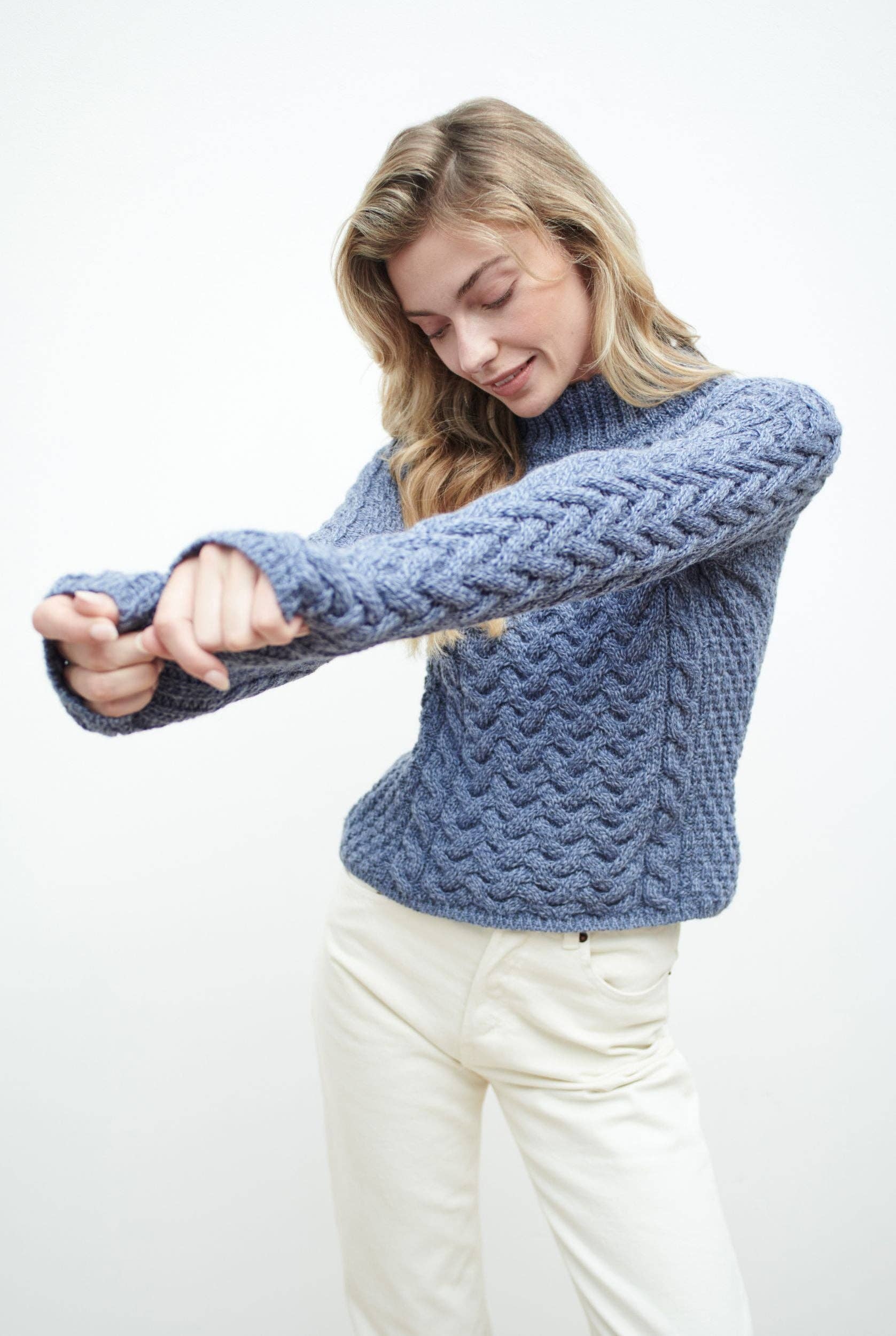 Aran Woollen Mills – Pulôver - Mulher por atacado – Camisola Knightstown Senhora Aran Crew - Ganga1