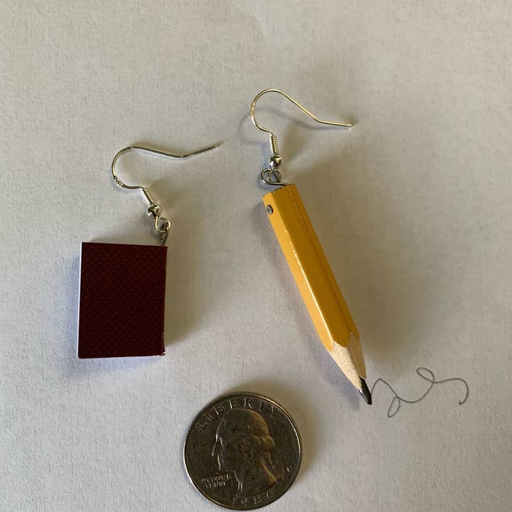 Sageware - Wholesale Dangle Earrings - Mini Book and Pencil Earrings3