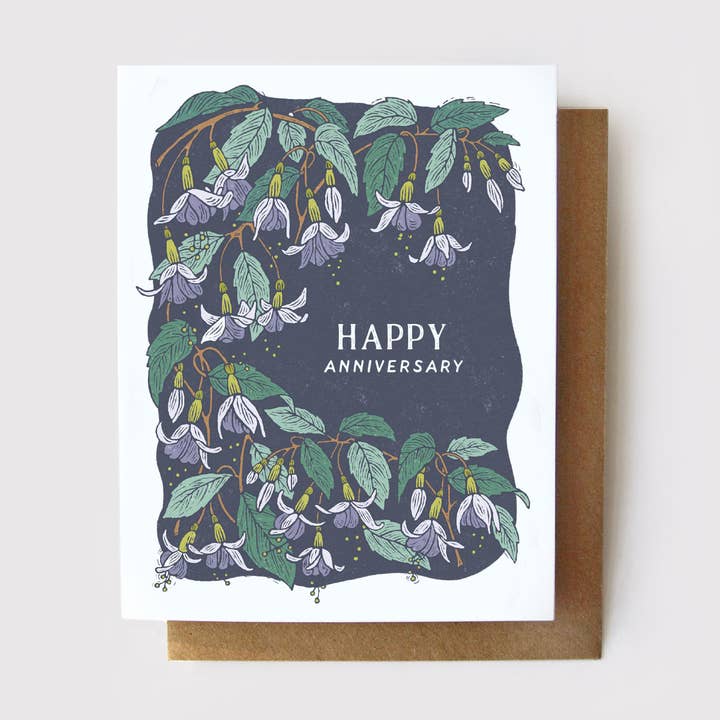 Tillykke med jubilæumskort - Fuchsia-kort til midnat for engroshandel hos Root & Branch Paper Co.