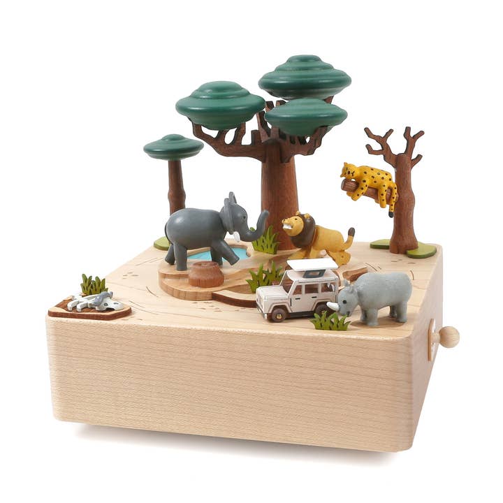 Boîte à musique en bois Safari pour la vente par Music Box