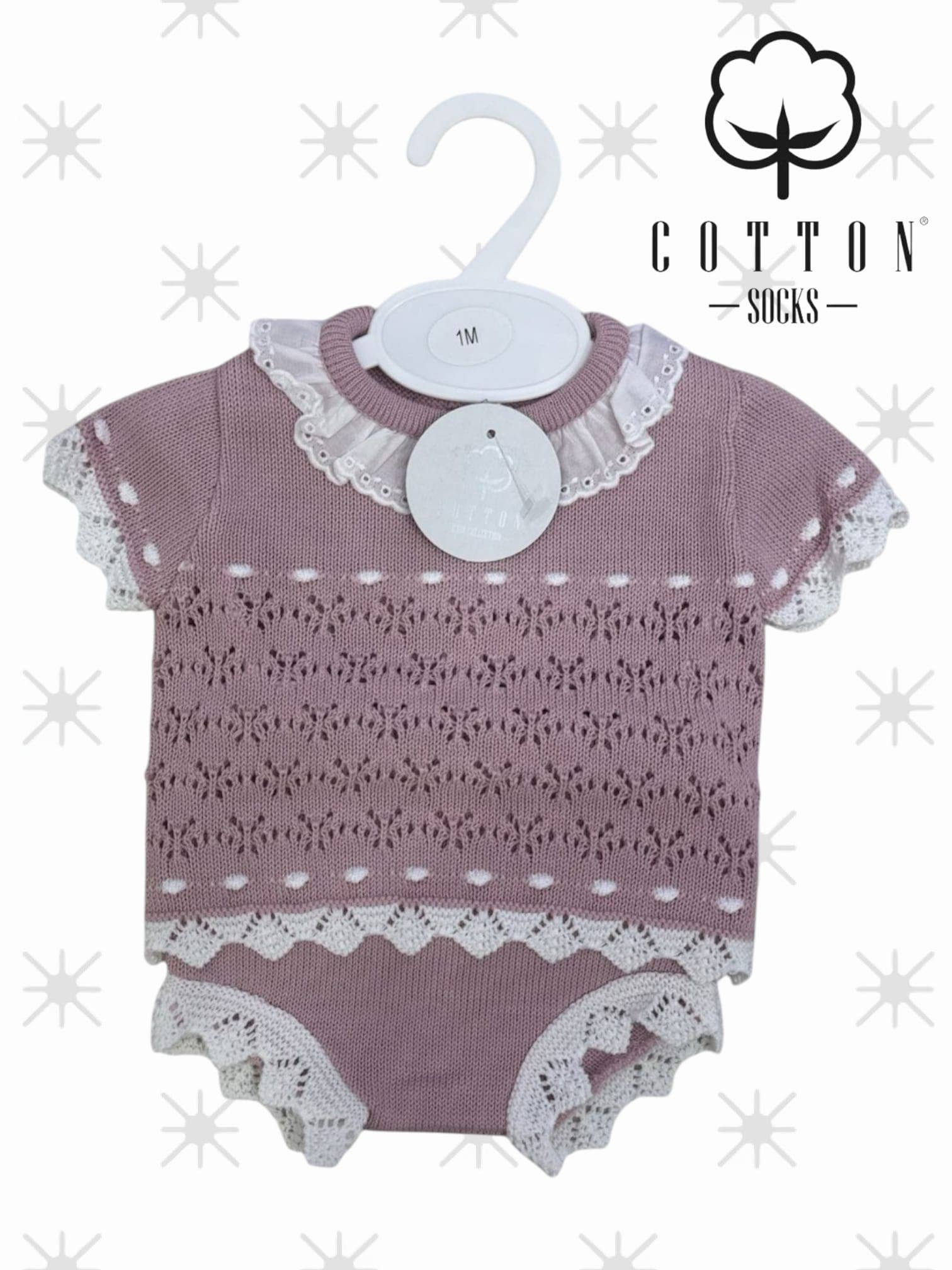 Cotton Socks - Wholesale Clothing Set - Baby - 340/1 Perlé Knit Set 2 pieces (Spring / Summer)0