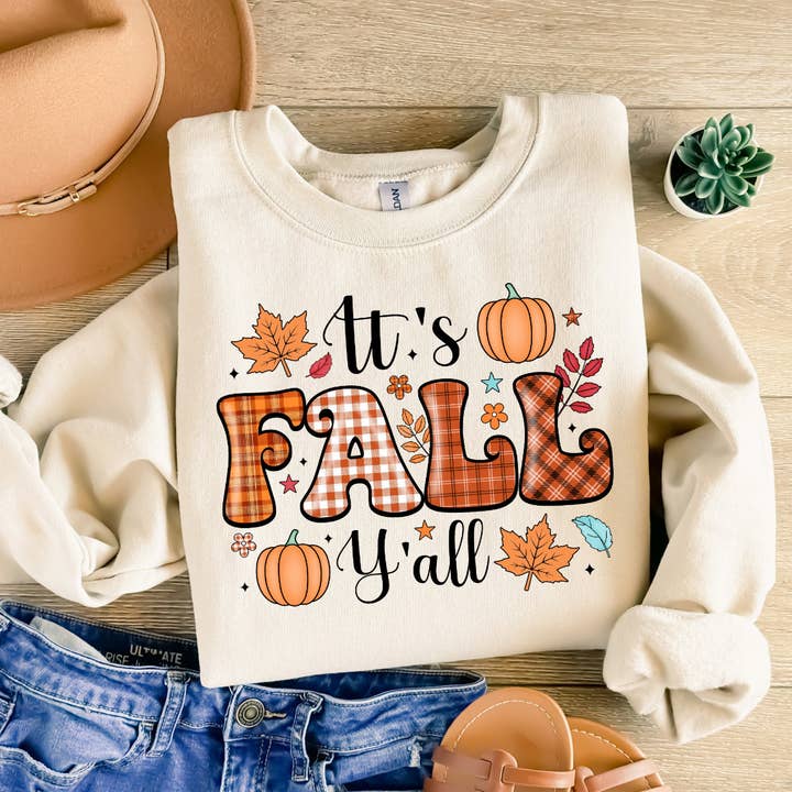 Pull ras du cou Y'all It's Fall pour la vente par The Stork Boutique