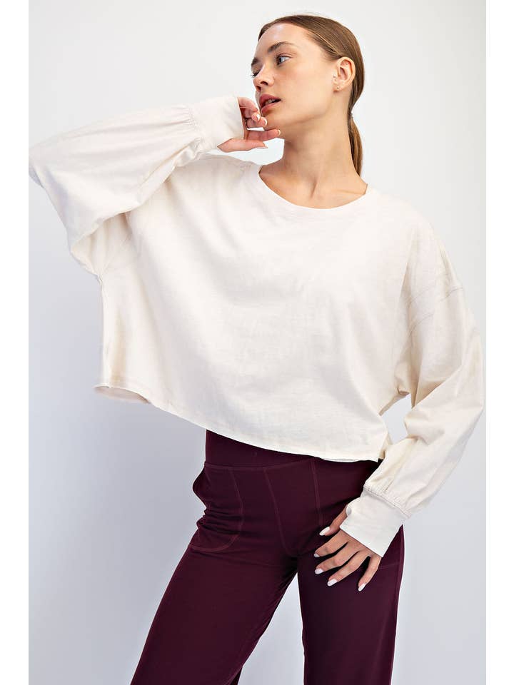 Rae Mode - Wholesale Lounge Top - Women's - COTTON SLUB OPEN BACK LONG SLEEVE TOP29