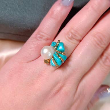 Himmelsblå - Glittrande Turkos Hantverksring för wholesale av Pompon La Tulipe