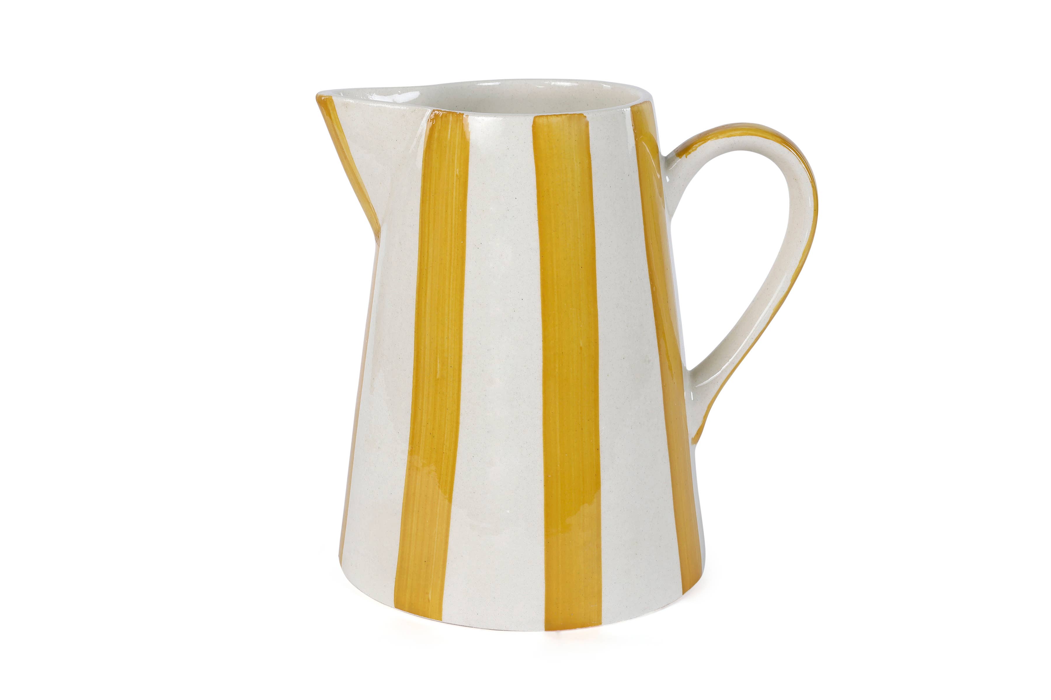 Casa Amarosa – wholesale Pitcher – Ceramic Stripe Pitcher, yellow- 8.25 x 8.25 x 8 Inches 3