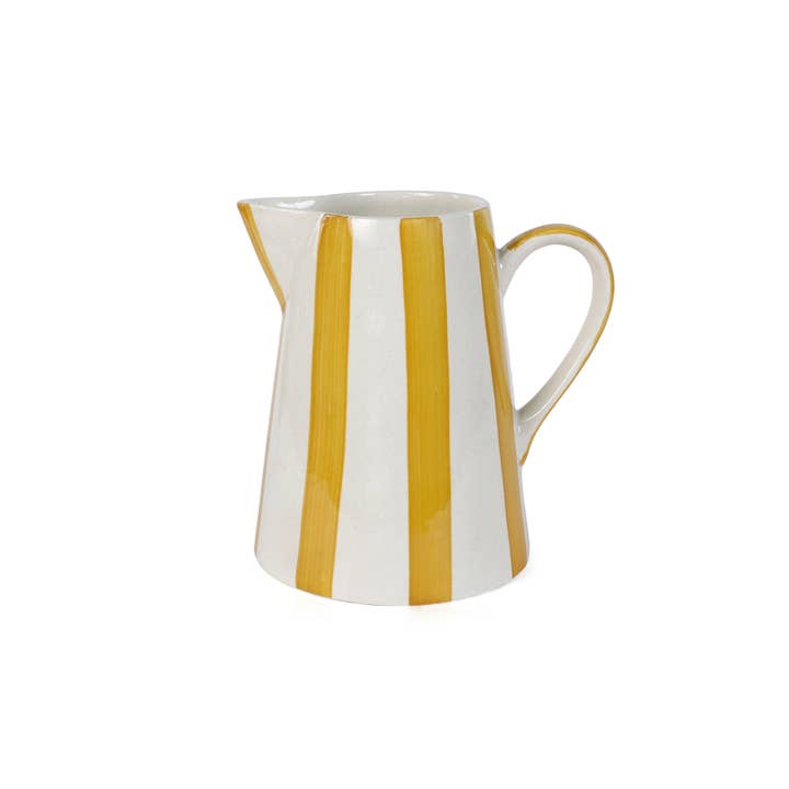 Casa Amarosa - Wholesale Pitcher - Ceramic Stripe Pitcher, yellow- 8.25 x 8.25 x 8 Inches 3