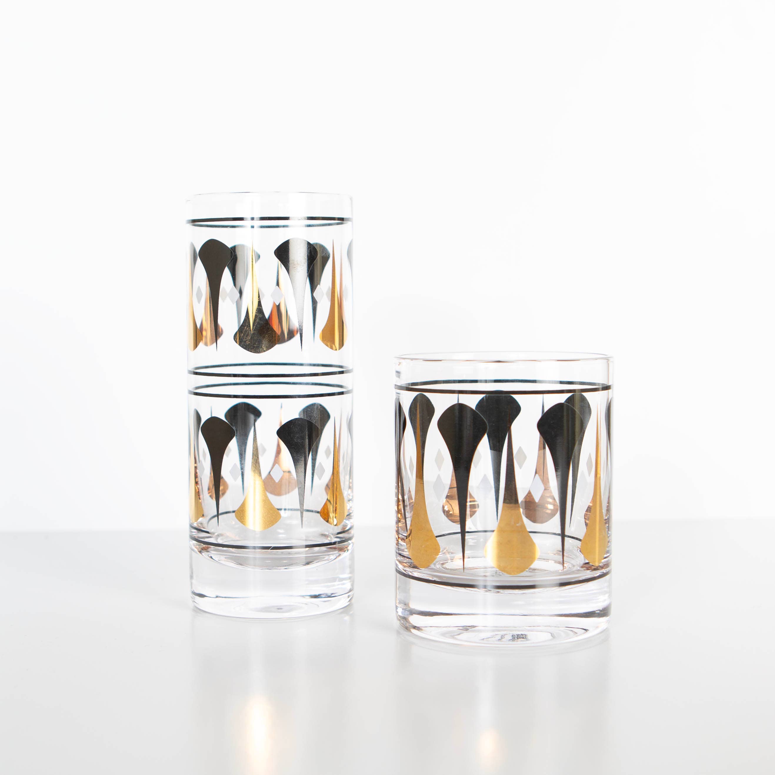 Mod Lounge Paper Company - Wholesale Cocktail/Liquor Glass - Black & Gold Mid Century Vintage Whiskey Rock Cocktail Glass1