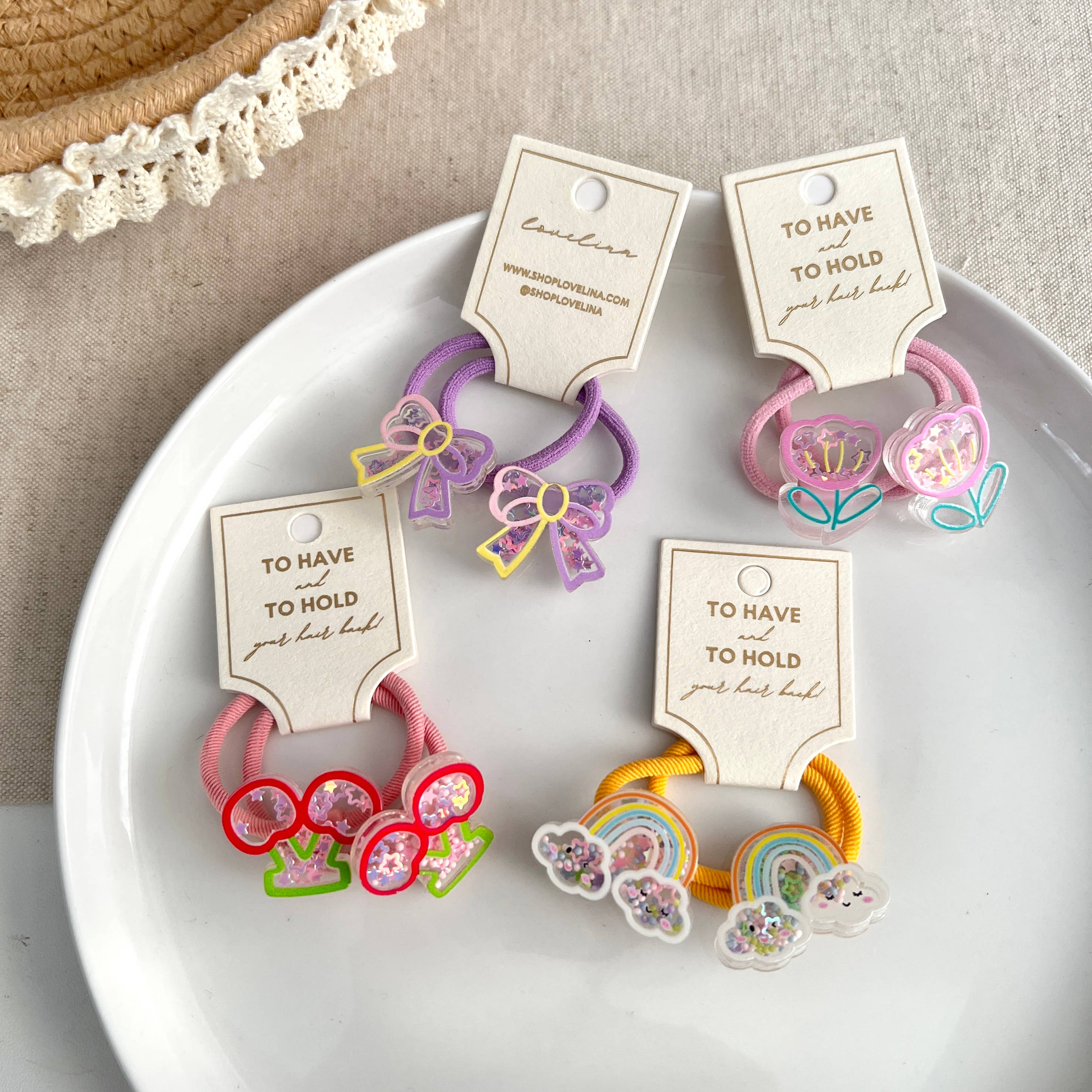 LoveLina - Wholesale Hair Tie - Kids - Kids Hair Tie Cherry Flower Bow Rainbow (KOW)1