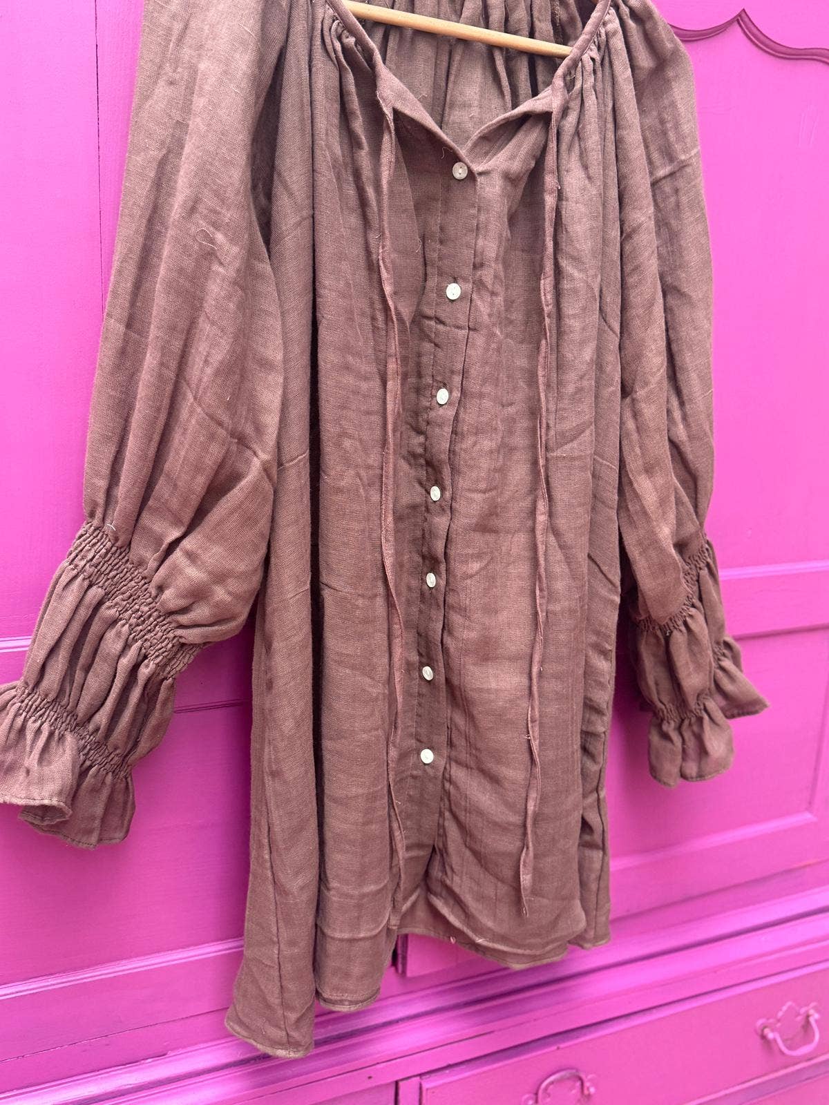 ToutVintage - Vendita all'ingrosso Camicetta - Donna - Blusa di cotone Marrone7