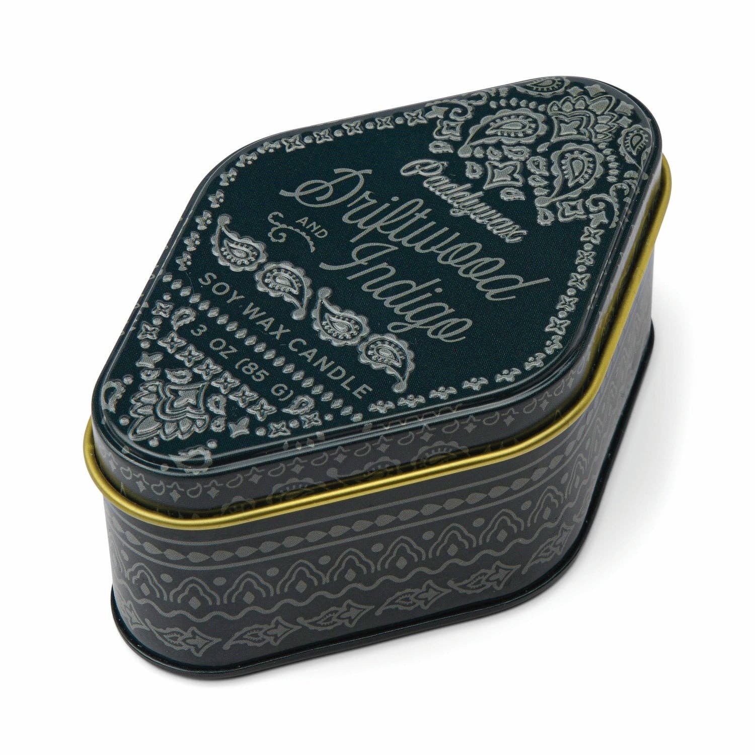 Designworks Collective – wholesale Travel candles – Paddywax Station Printed Tin - Driftwood Indigo0
