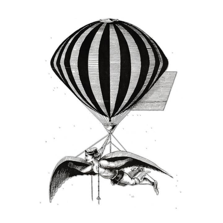 Flashback Shop – wholesale Tillfällig tatuering – Aerialist bär vingar upphängda från en ballong - Tatuering