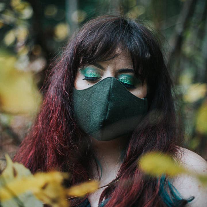 Costurero Real - Vente Masque/visière de protection pour le visage - Masque facial vert foncé filtre de poche en tissu lavable réutilisable