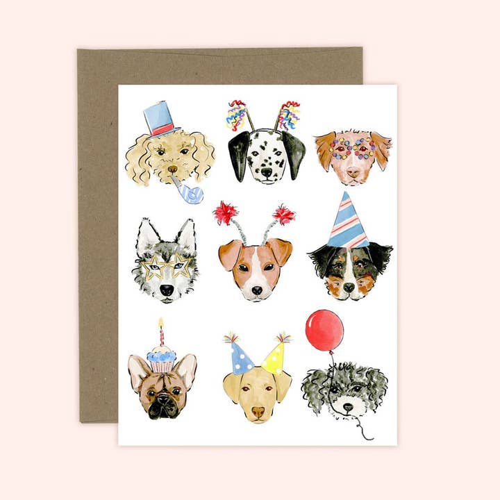 Biglietto di auguri per cani di compleanno per la vendita all'ingrosso da parte di Almeida Illustrations