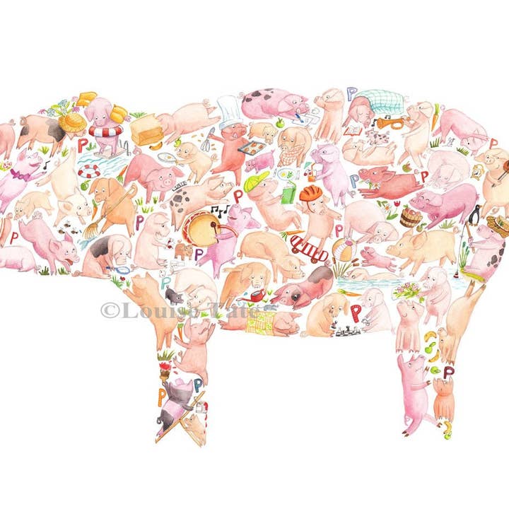 P is for Pig for wholesale by Louise Tate Illustration