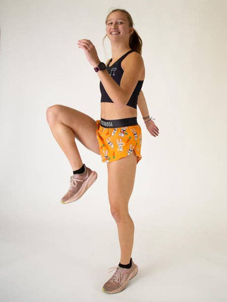 Orange Women's Bad Bunny 1.5" Split Shorts (Orange) for wholesale on Faire3