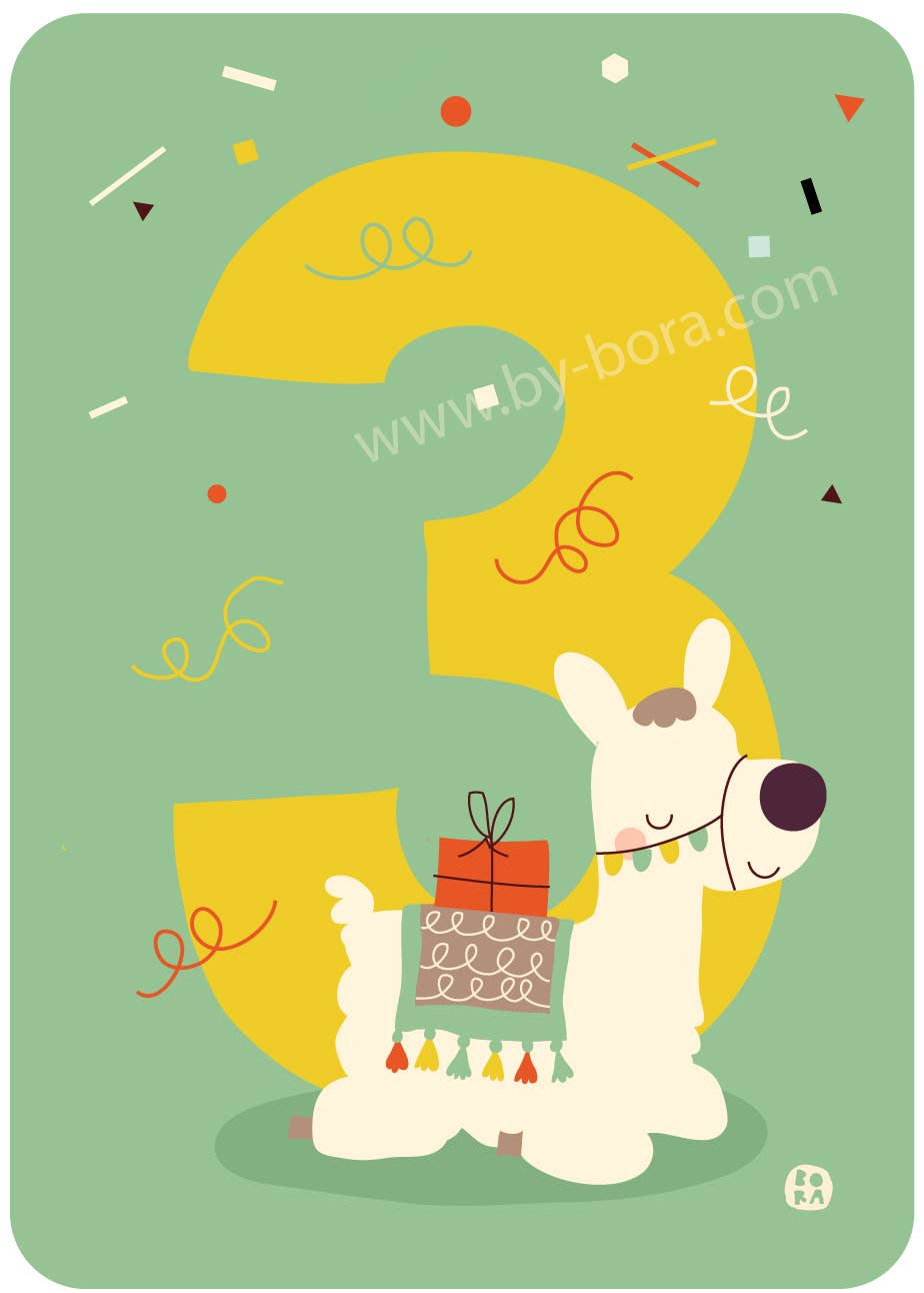 Bora illustraties - Wholesale Birthday Card - Folder Card - THREE0