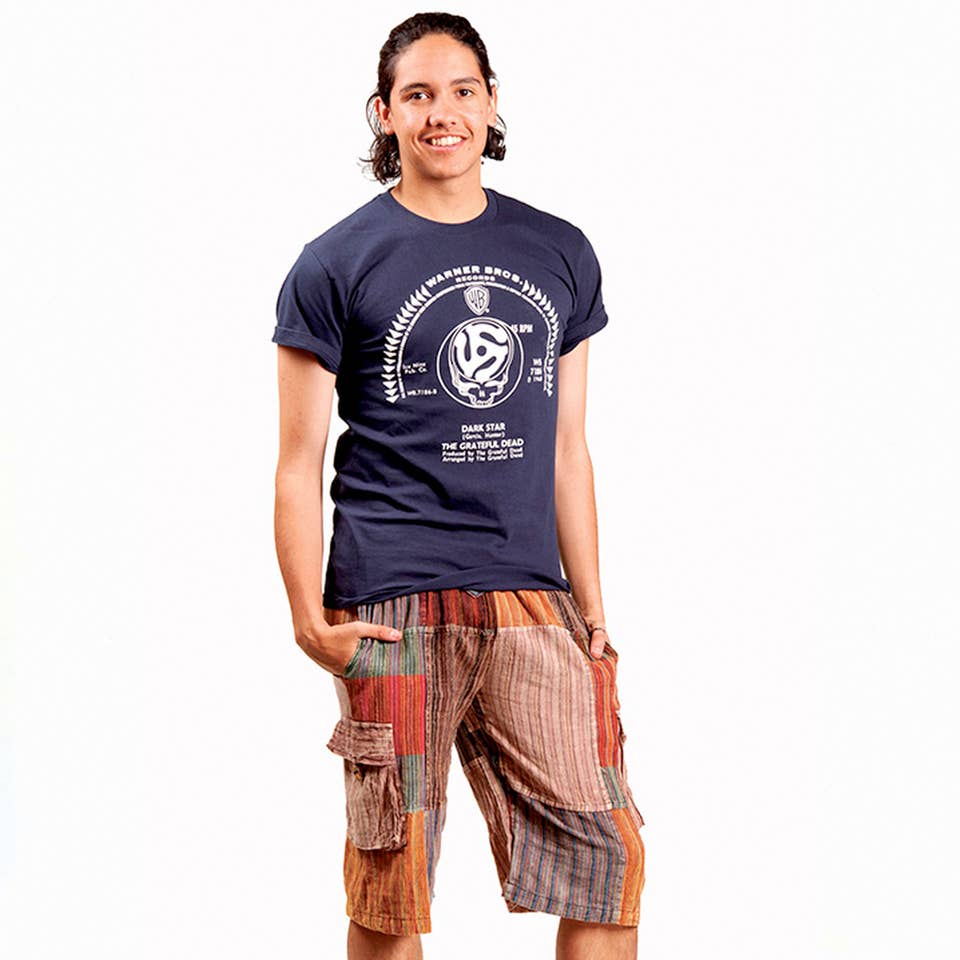 couleurs assorties Short cargo hippie en patchwork à 5 poches en vente sur Faire0