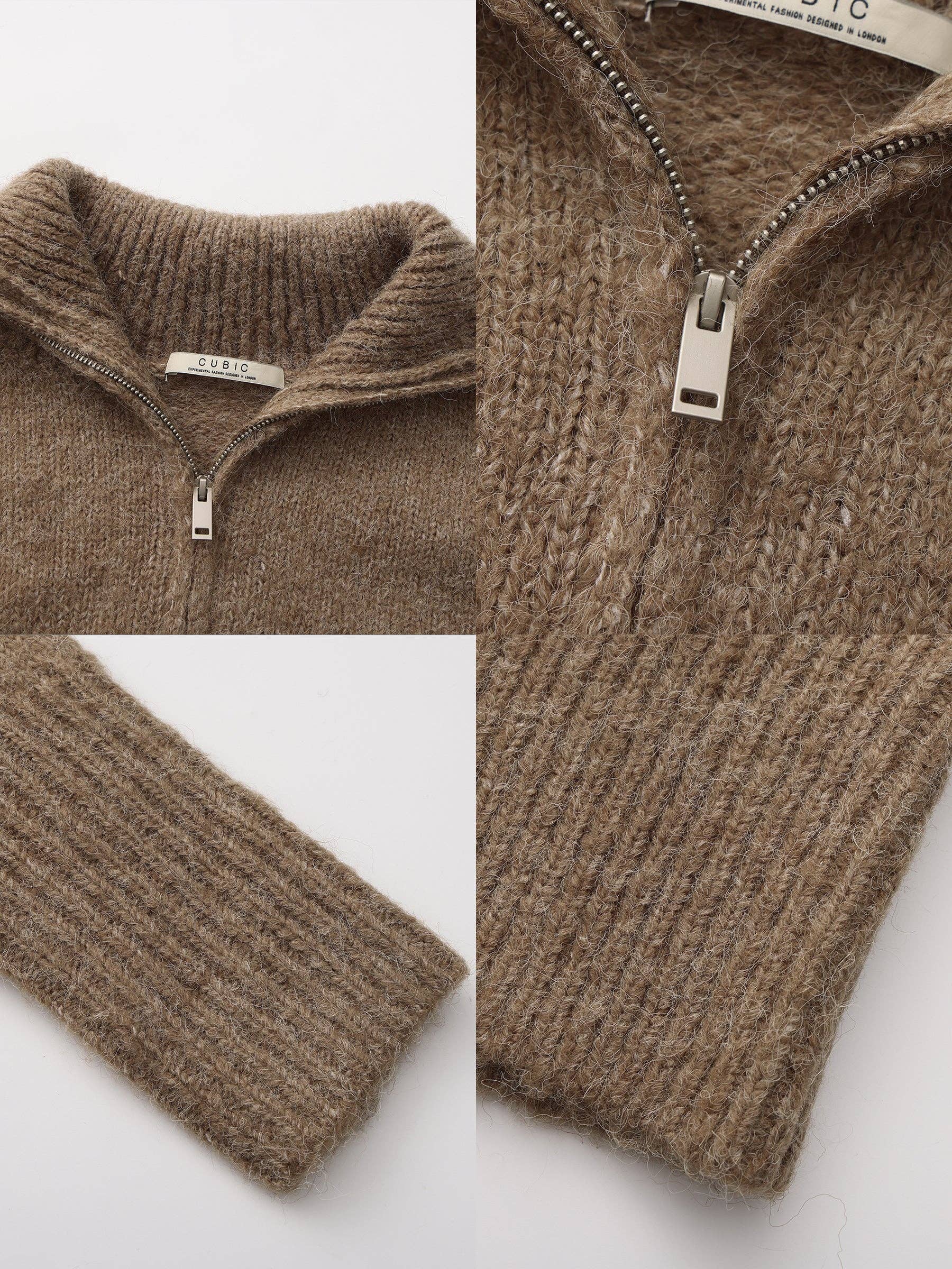 CUBIC – Engroshandel Cardigan - Dame – Retro ståkrave lynlås-cardigan4