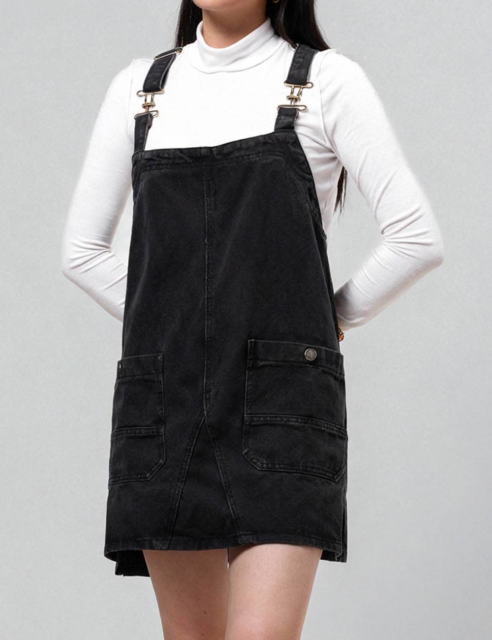 Sweetkama – wholesale Overalls – Women's – Ladies Pocket Denim Mini Overall Dress SKD5498