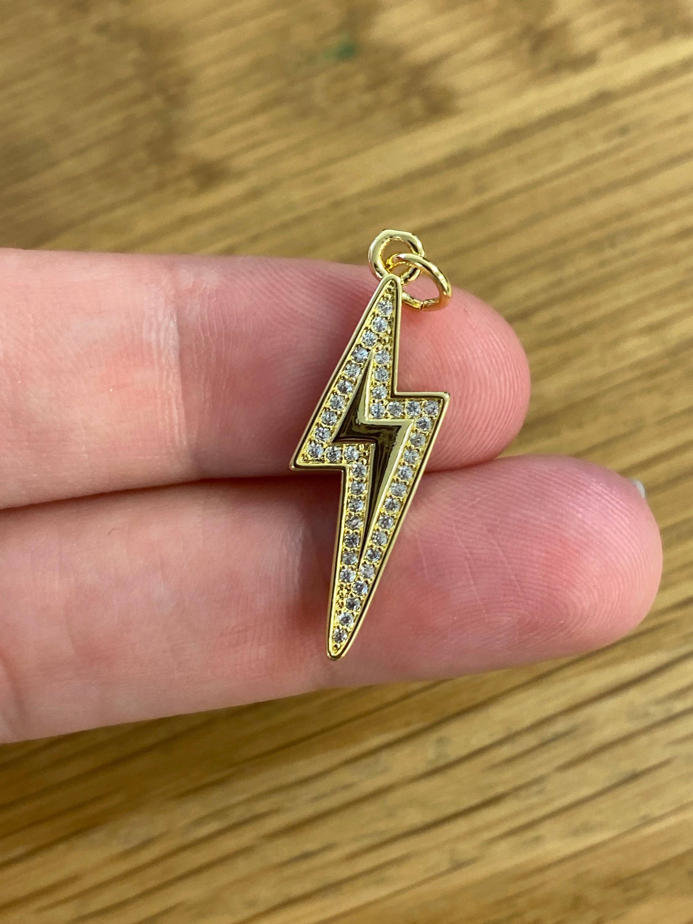 The Bead Bazaar - Wholesale Individual Charm/Pendant - 18K Dainty Enamel Lightning Bolt Pendant For Necklace, Pink6