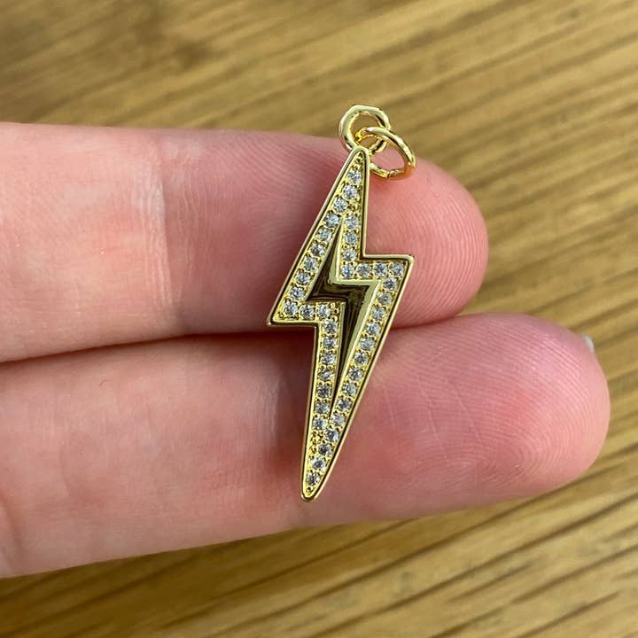 The Bead Bazaar - Wholesale Individual Charm/Pendant - 18K Dainty Enamel Lightning Bolt Pendant For Necklace, Pink6