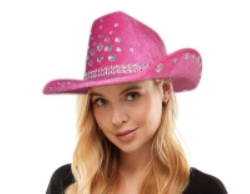 KBW Global Corp. - Wholesale Cowboy Hat - Unisex - Hot Pink Gemstone Cowboy Hat