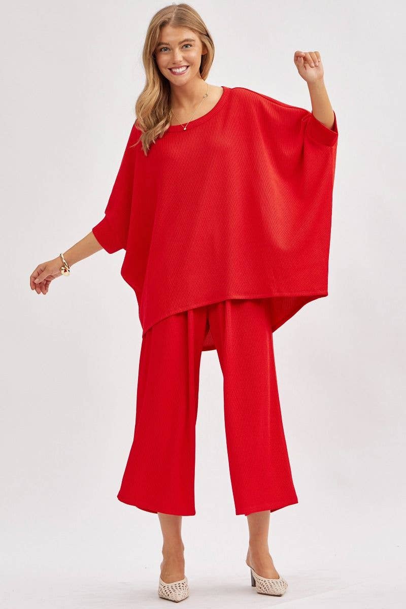 Dear Scarlett – Engroshandel Top- og buksesæt (IKKE Loungewear) - Dame – Solid Bluse + Bred Ben Sæt TRVSET-BALI1