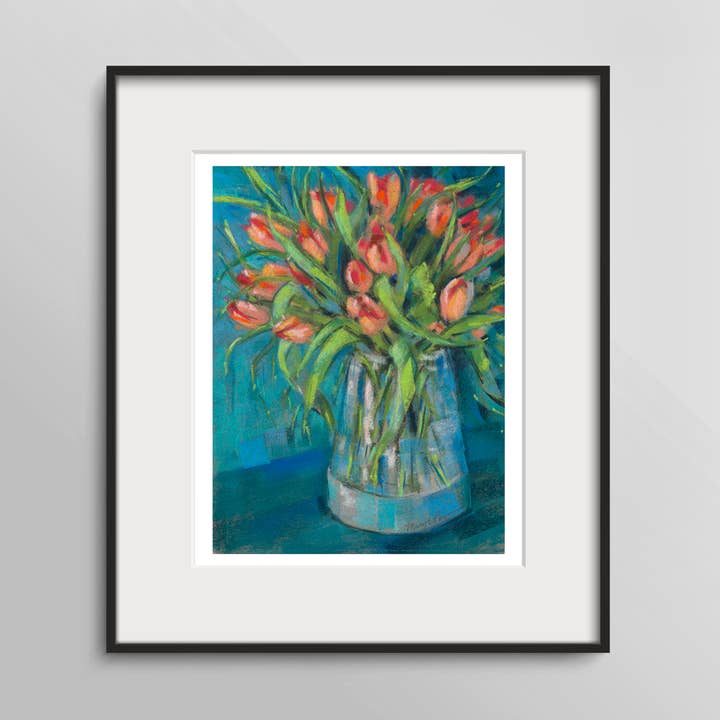 Fine Art Print, 11x14 Unframed, Orange Tulips in Vase for wholesale by Mary Pow Designs