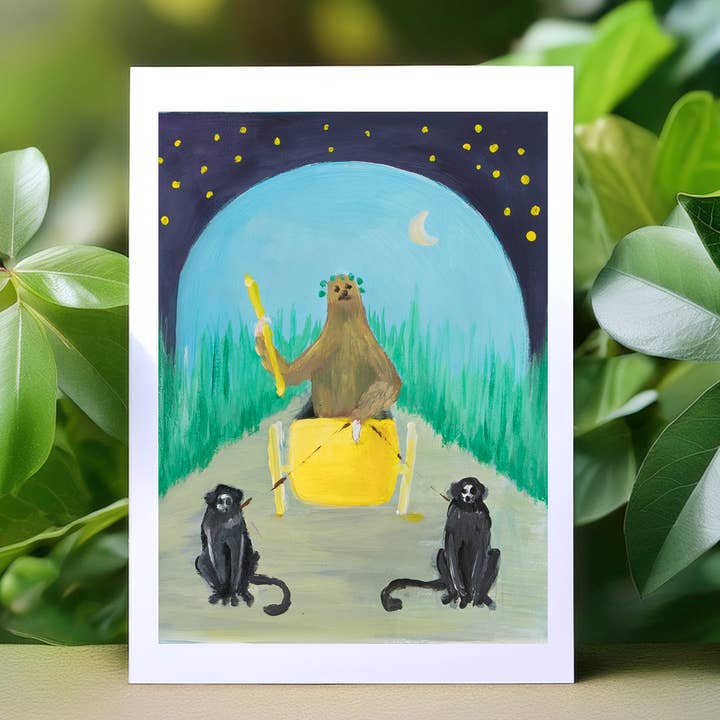 Sloth Tarot Major Arcana Greeting Card - VII The Chariot for wholesale by Bonzo
