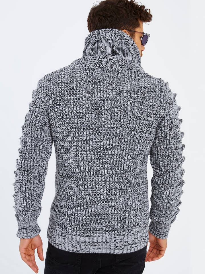 Leif Nelson GmbH - Wholesale Knit Sweater - Men's - Men's Knit Sweater Chunky Knit Shawl Collar LN-558522