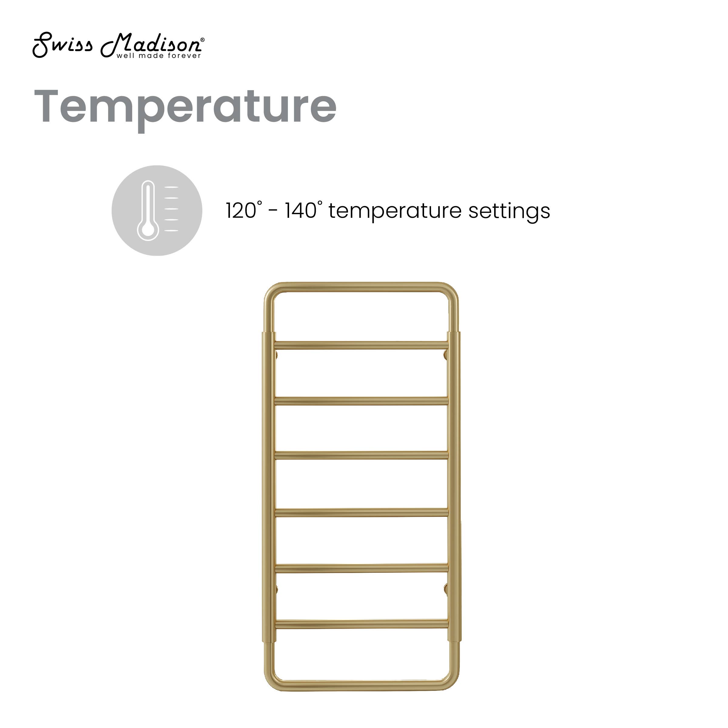 Swiss Madison - Wholesale Towel Holder/Hanger - Ivy 8-Bar Electric Towel Warmer in Brushed Gold6