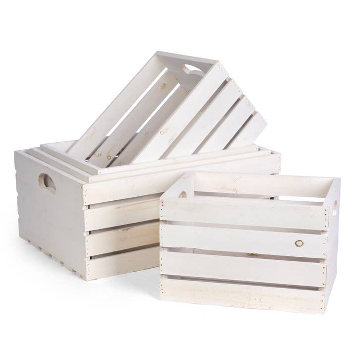 Willow Group - Wholesale Decorative Tabletop Object - S/5 WHITE WOOD CRATES1
