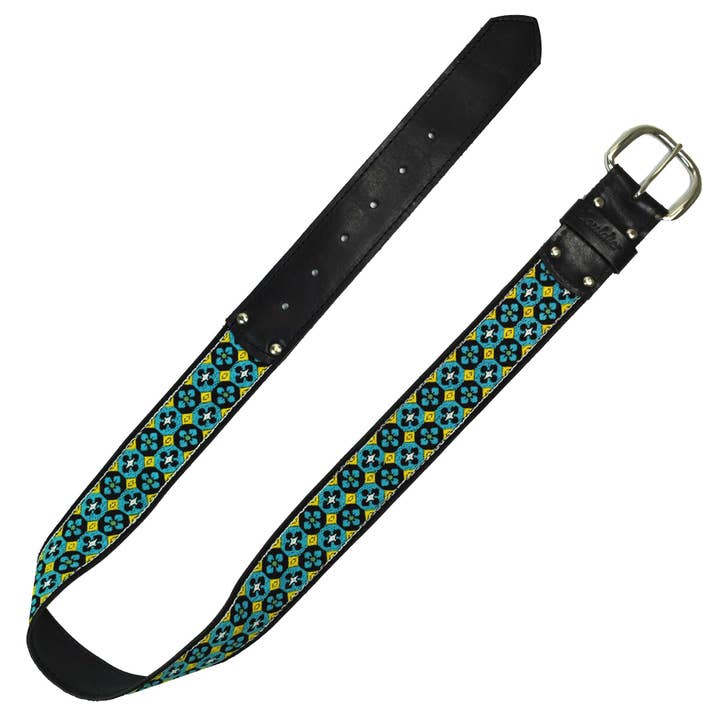 Norfolk turkos och guld 1,5 ”läderbälte - Unisex för wholesale av Souldier